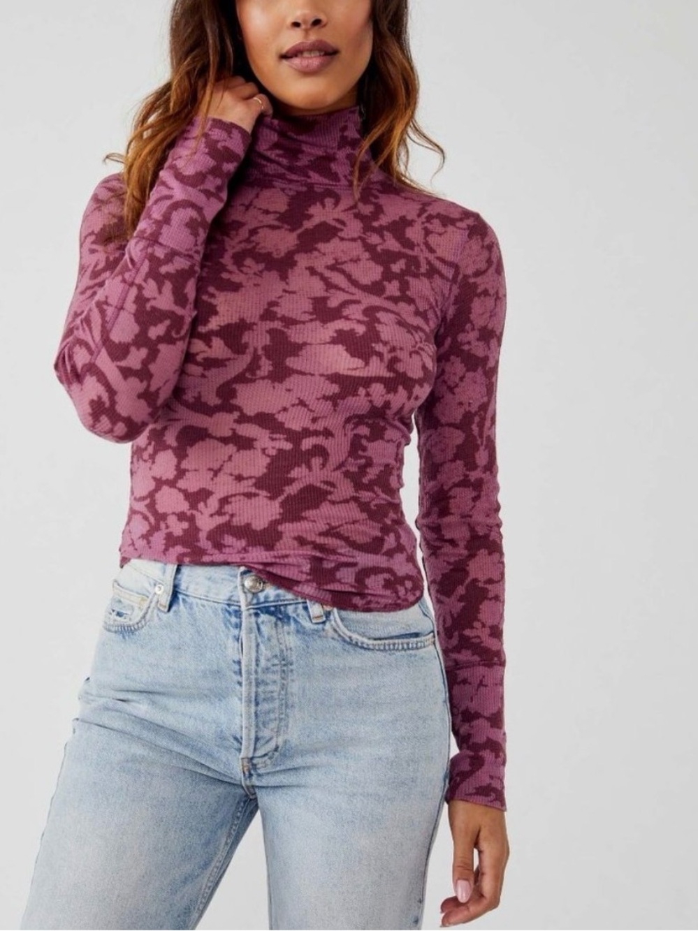 Free People You And I Long Sleeve Acai Size Large NWOT